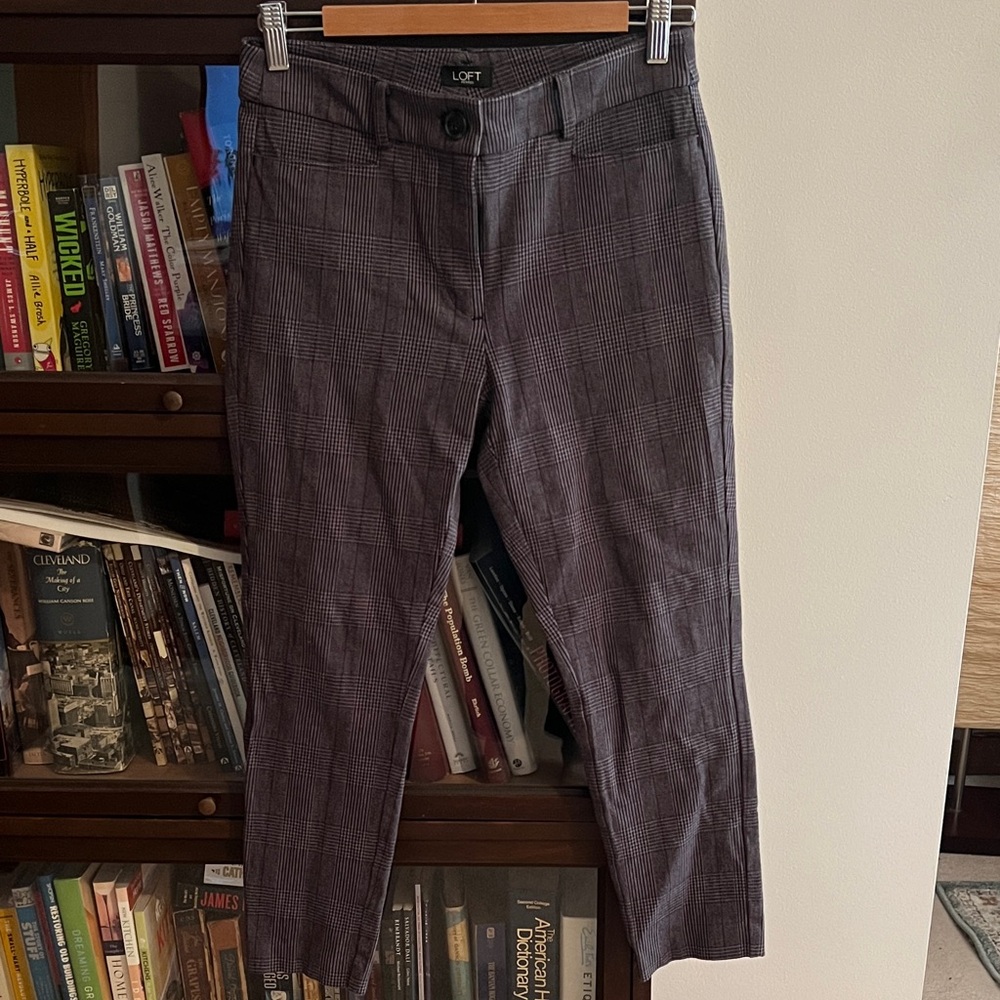 LOFT Men's Charcoal Checkered Dress Pants